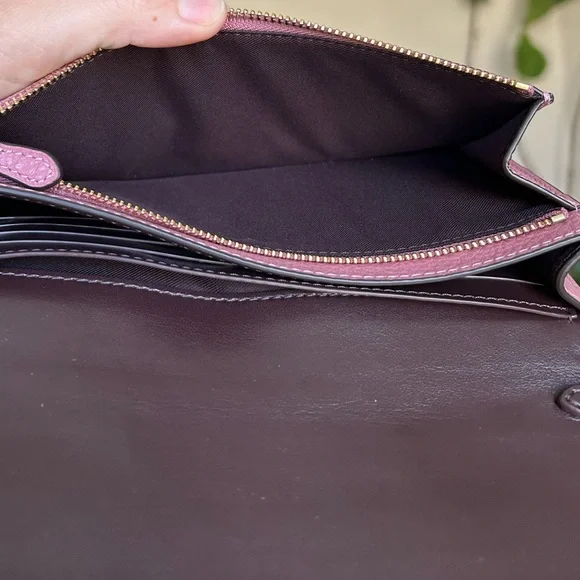 Coach Anna Foldover Pink Pebbled Leather Clutch/No Strap! - Picture 8 of 9